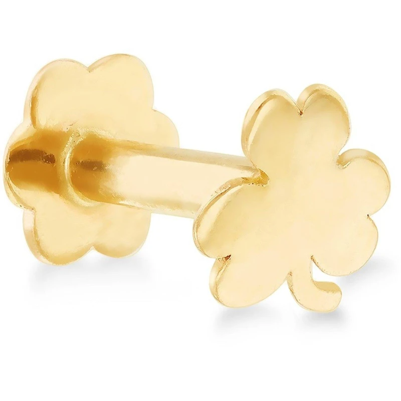 Image of Be You 9ct Gold Clover Shape Labret Stud Earring Yellow Gold female One Size