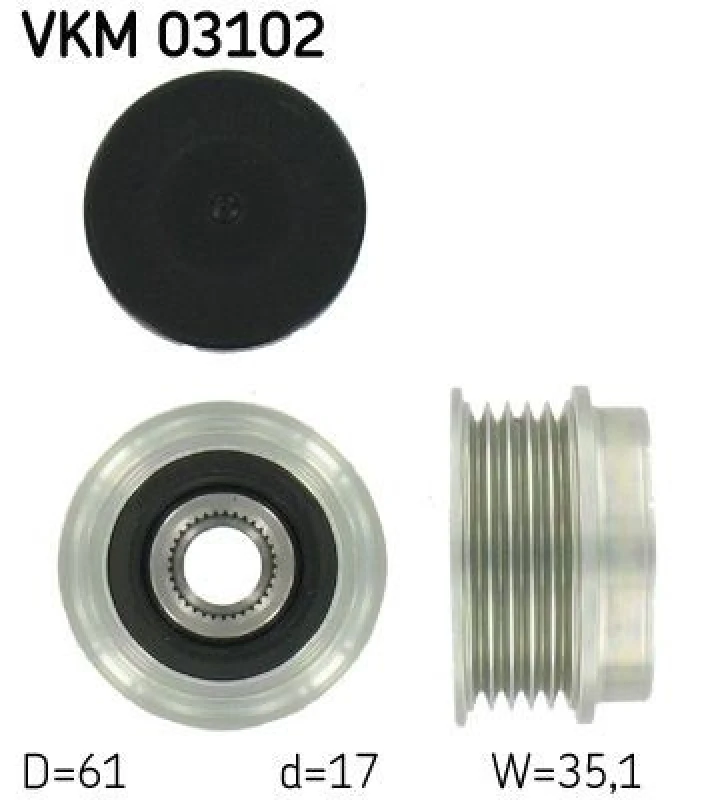Image of SKF Alternator clutch pulley SKF VKM 03102