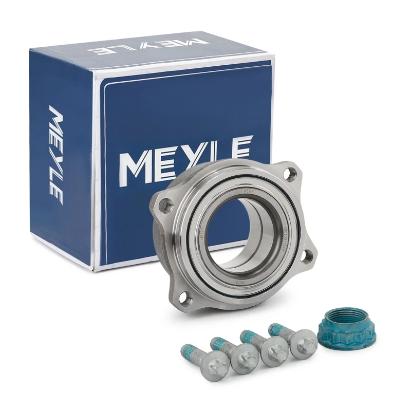 Image of MEYLE 014 098 0046 Wheel bearing kit with fastening/mounting material, Original Quality, Rear Axle, with integrated wheel bearing Wheel Bearing Kit (