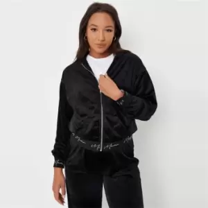 image of Missguided Velour Maternity Zip Up Hoodie - Black