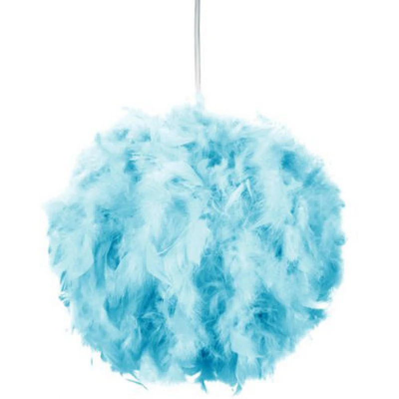 Image of Happy Homewares Eye-Catching And Modern Small Teal Feather Decorated Pendant Lighting Shade