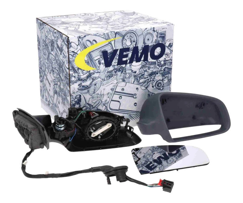 Image of VEMO V10-69-0168 Wing mirror Original VEMO Quality Right, Electric, Convex, primed Outside Mirror (50)