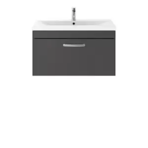 Nuie Athena 800 Wall Hung Single Drawer Vanity & Mid-edge Basin - Gloss Grey