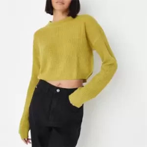 Missguided Crew Neck Cropped Jumper - Green