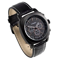 image of Chronograph Atomic Talking Watch - Black Leather