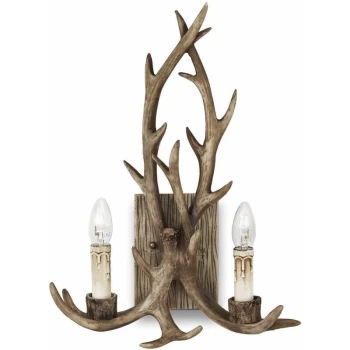 Image of Ideal Lux Chalet - 2 Light Indoor Wall Light Brown, E14