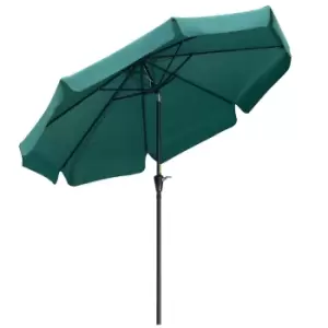 image of Outsunny 2.7M Patio Umbrella Garden Parasol With Crank Ruffles 8 Ribs - Green