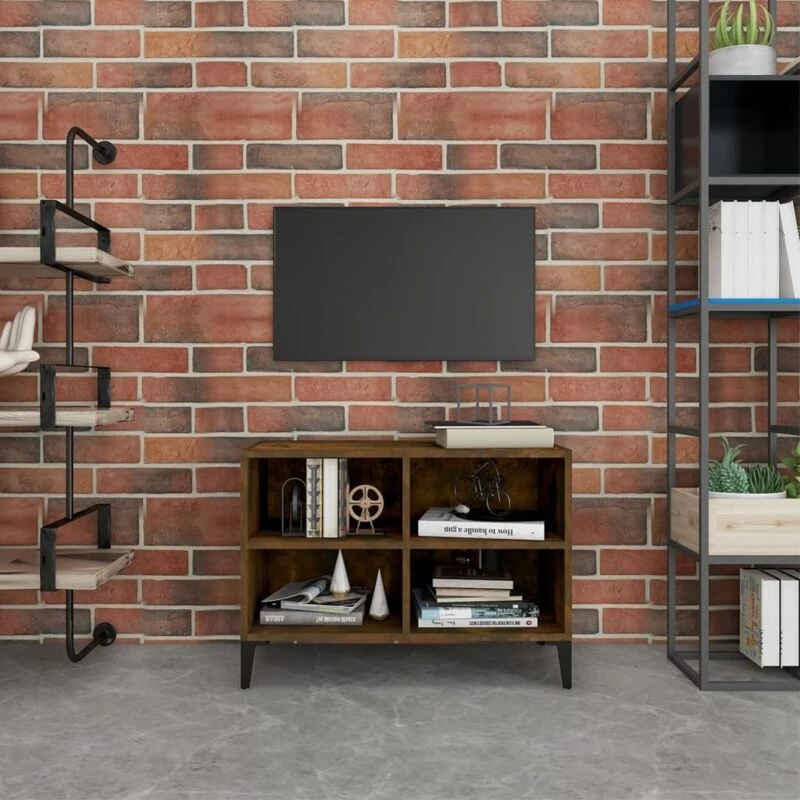 Image of VIDAXL Vidaxl - tv Cabinet with Metal Legs Smoked Oak 69.5x30x50cm 8720286854983