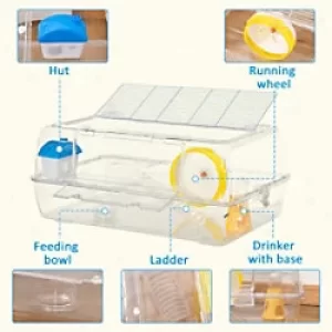Image of PawHut 2 Storey Hamster Cage Small Transparent
