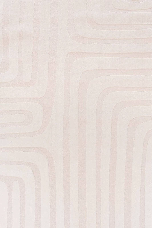 Image of THE RUGS Loft Curved Line Living Room Area Rug & Runners Soft Pile in Ivory Size: 120cm x 170cm Ivory Unisex 120cm x 170 cm