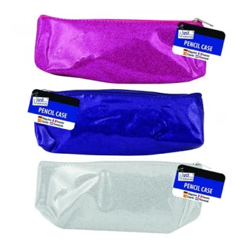 Just Stationery Glitter Pencil Case 20cm Pack of 12 6855