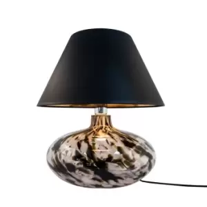 image of Adana II Table Lamp with Round Tapered Shade, Black, White, 1x E27