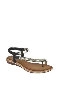 image of Iris Elasticated Jewelled Halter Back Topost Sandals