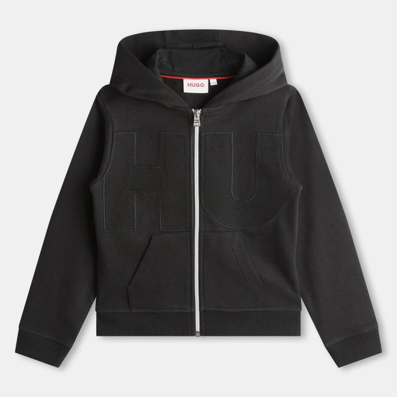 Image of HUGO Logo Zip Hoodie - Black 4 - 5 Years