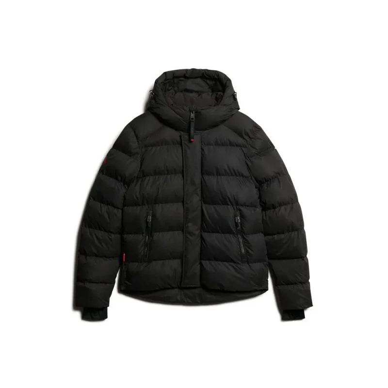 Image of Superdry Hooded microfiber puffer jacket Superdry Noir Male S
