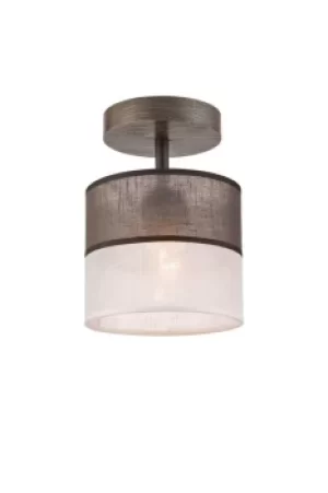 image of Andrea Cylindrical Ceiling Light With Fabric Shade Graphite, 1x E27