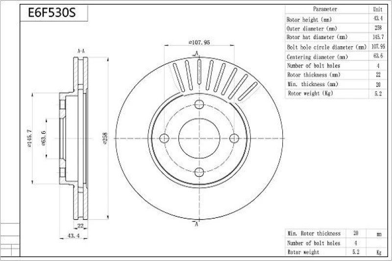 Image of AISIN Brake disc AISIN E6F530S