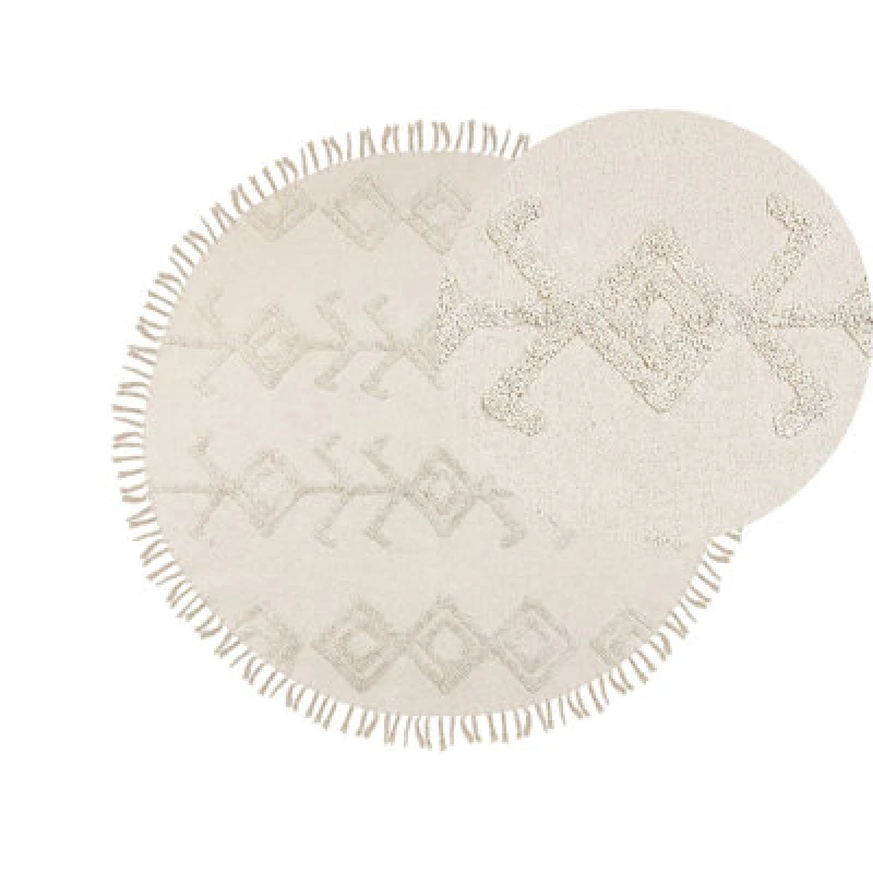 Image of Beliani Rug Harran Light Beige 140 Cm Cotton
