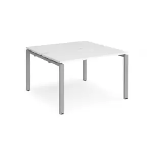 Image of Bench Desk 2 Person Rectangular Desks 1200mm White Tops With Silver Frames 1200mm Depth Adapt