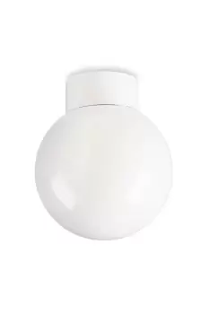 image of Opal 1 Light Glass Sphere Flush Globe Ceiling Light 60W White B22