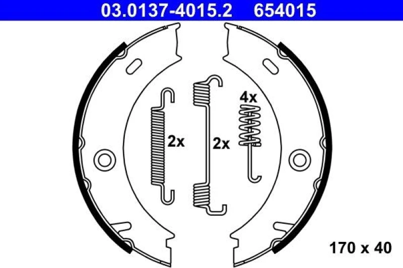 Image of ATE 03.0137-4015.2 Handbrake Shoes with accessories Brake Shoe Set,parking brake (1419)