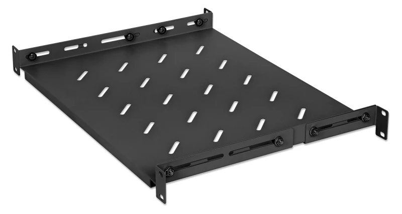 Image of Intellinet Intellinet 19" Fixed Shelf (adjustable) 1U 350mm shelf depth 350 to 550mm adjustable rail depth Max 20kg Black Lifetime warranty 71408
