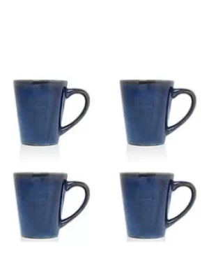 image of Sabichi Set Of 4 Blue Reactive Stoneware Mugs