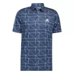Image of adidas Mens Jacquard Golf Polo Shirt - Blue