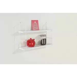 Image of twin wall shelf kit with wire uprights & white effect shelf