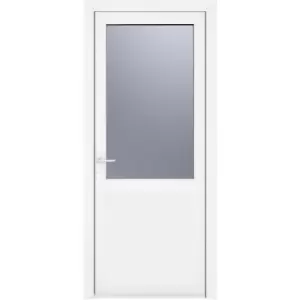 Image of Crystal uPVC Single Door Half Glass Half Panel Righth Hand Open 890mm x 2090mm Obscure Double Glazed White