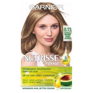 image of Garnier Nutrisse 8.13 Medium Beige Blonde Permanent Hair Dye Blonde