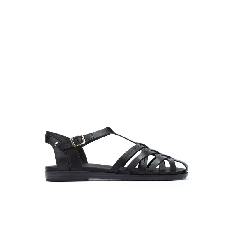 Image of Pikolinos Formentera W8Q-0803 Leather Womens Flats Sandals - Black - Size:UK 4-4.5