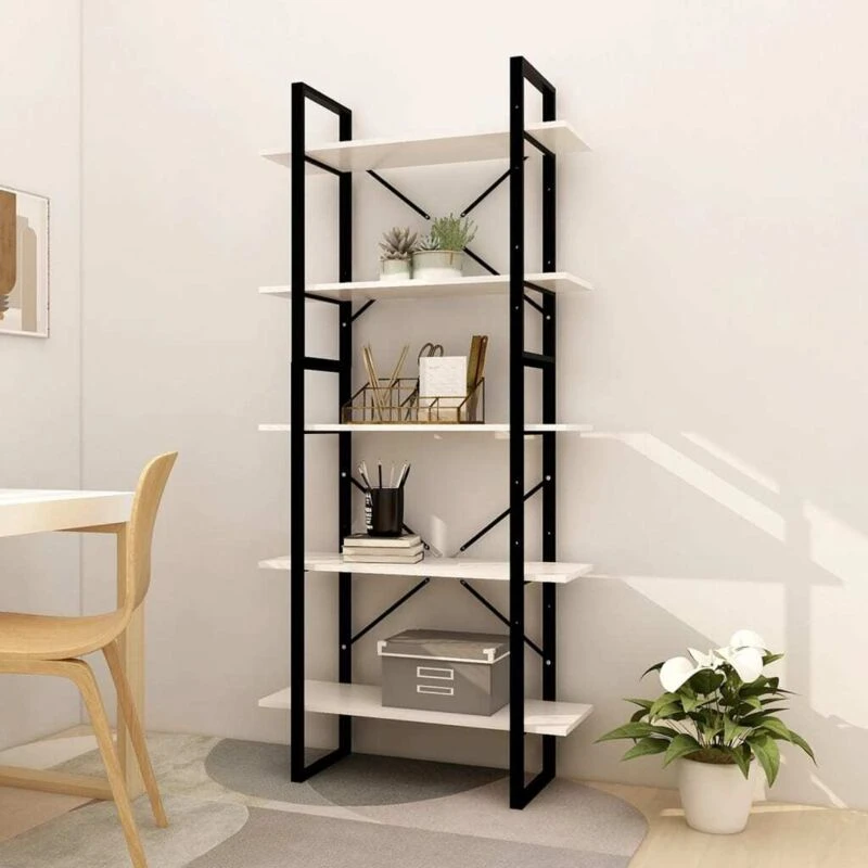 Image of VIDAXL 5-Tier Book Cabinet White 80x30x175cm Pinewood Vidaxl 8720286649503