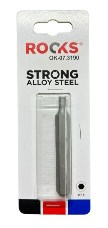 Image of ROOKS OK-07.3190 Screwdriver Bit Square Drive Tang Size: 10 (3/8")mm (inch), Tool Steel Tool Steel Screwdriver Bit (5514)