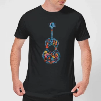 Coco Guitar Pattern Mens T-Shirt - Black - 5XL