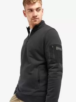 image of Barbour International Alloy Arm Badge 1/4 Zip Sweat - Black, Size 2XL, Men