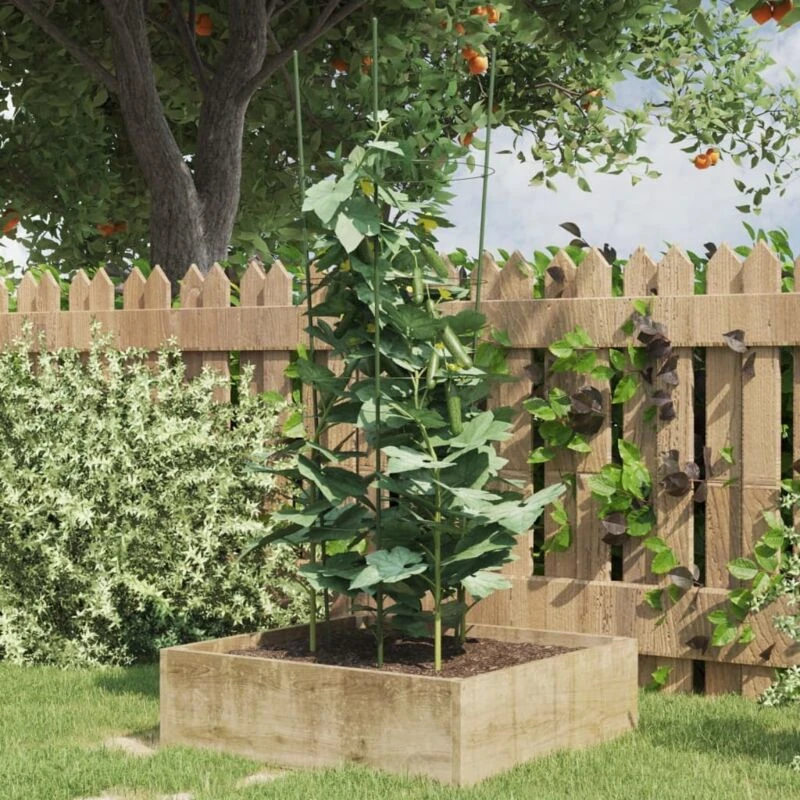 Image of VIDAXL Vidaxl - Garden Plant Supports with 4 Rings 5 pcs Green 90cm Steel 319375