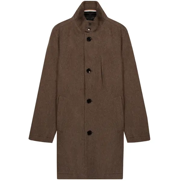 Image of HUGO BOSS H-Hyde Standup Slim Fit Wool Blend Coat Medium Beige