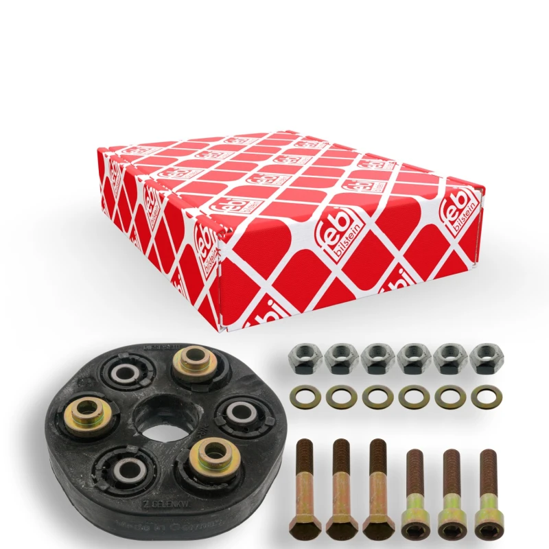 Image of FEBI BILSTEIN 03628 Drive Shaft Coupler with washers, with nuts, Front, Bolt Hole Circle Ø: 80mm, OE Turbo NEW Joint,propeller shaft (1427)