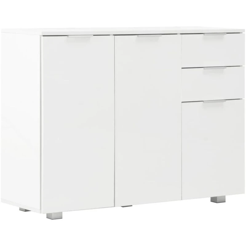 Image of vidaXL Sideboard High Gloss White Storage Drawer Hallway Entryway Cabinet