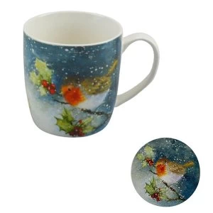 Image of Jan Pashley Christmas Robin Porcelain Mug & Coaster Set