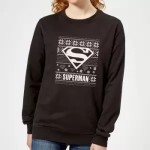 image of DC Superman Knit Pattern Womens Christmas Jumper - Black - M - Black