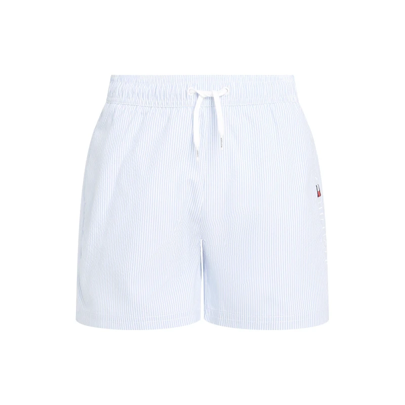 Image of Tommy Hilfiger Kids Medium Drawstring Swim Shorts Wht/Blu 01T male 8-10Y