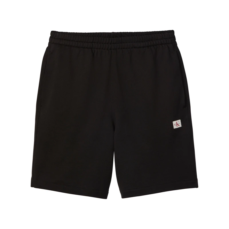 Image of Calvin Klein Jeans Mens Woven Badge Fleece Jogger Shorts Black male 2XL