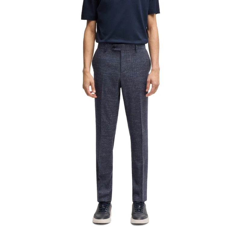 Image of Boss Mens H Genius Straight Leg Trousers Dark Blue male 30