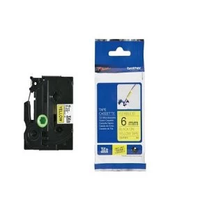 Image of Brother TZe-FX621 P-touch Label Tape ( 9mm x 8m) Black On Yellow