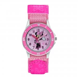 Disney Minnie Mouse Adult Pink PU Webbing Strap Watch