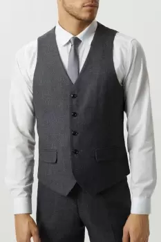 image of Mens Slim Fit Grey Semi Plain Suit Waistcoat