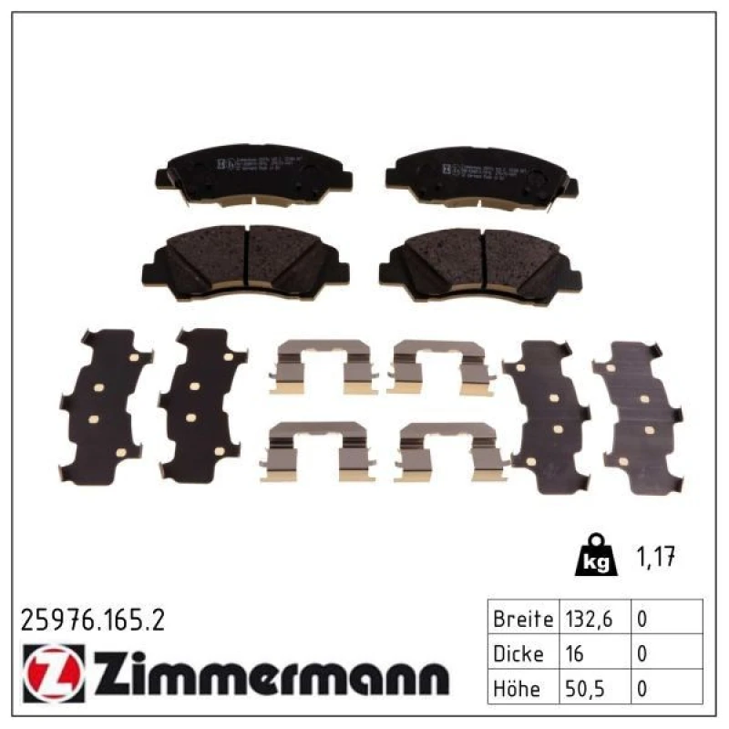Image of ZIMMERMANN Brake pad set ZIMMERMANN 25976.165.2
