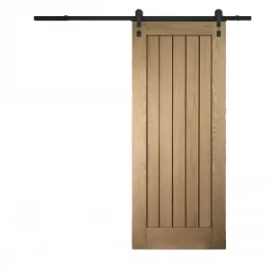 image of Cottage Oak Sliding Barn Door with Industrial Track 2073 x 862mm